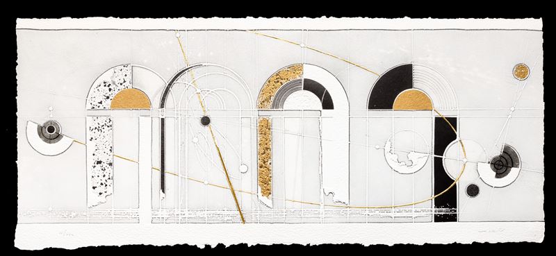 Walter Valentini : Portale  (2009)  - acquaforte con retouche con foglia d'oro - Auction Walter Valentini - Cambi Casa d'Aste
