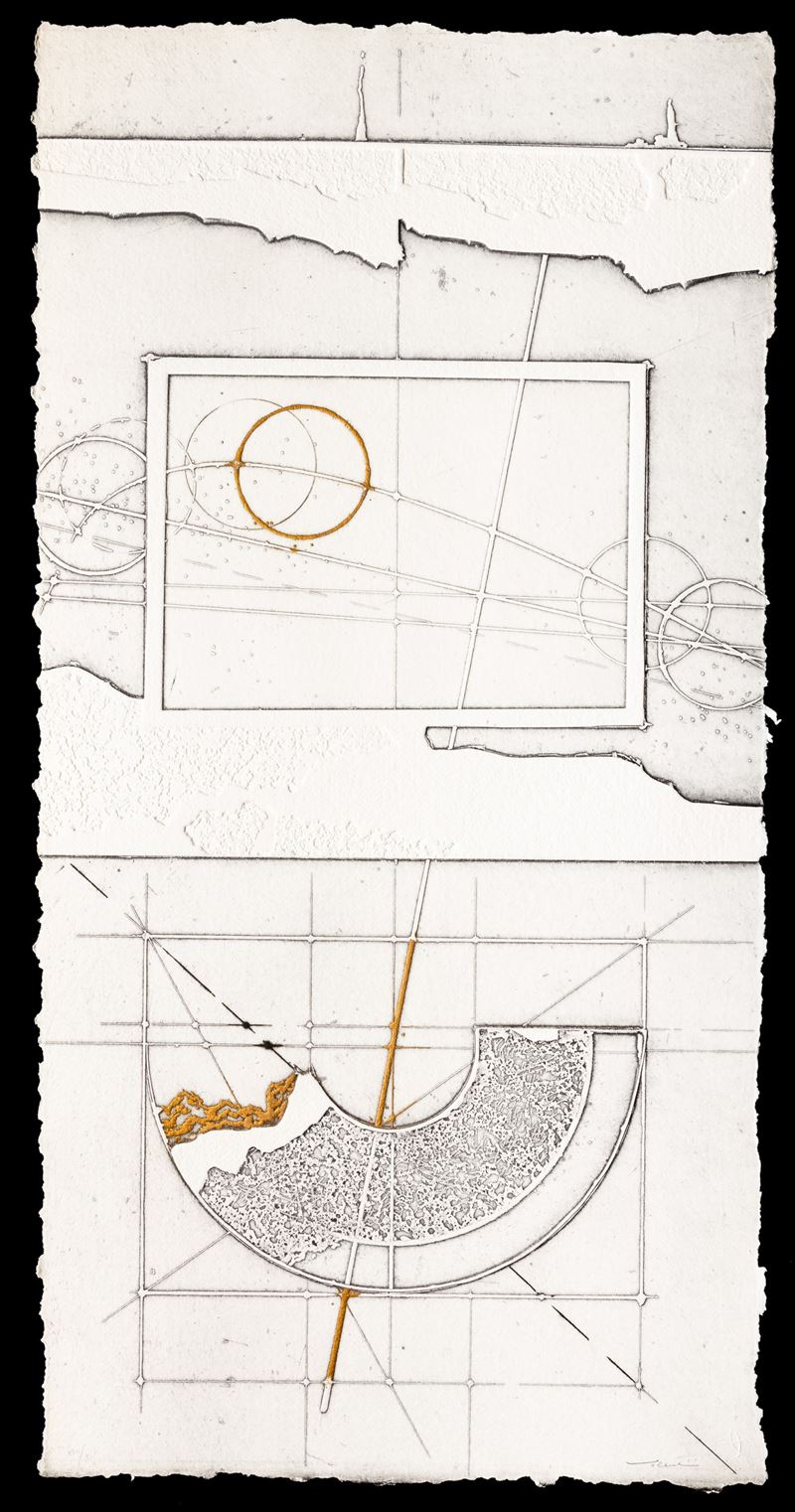 Walter Valentini : Le misure il tempo I  (1992)  - acquaforte - Asta Walter Valentini - Cambi Casa d'Aste