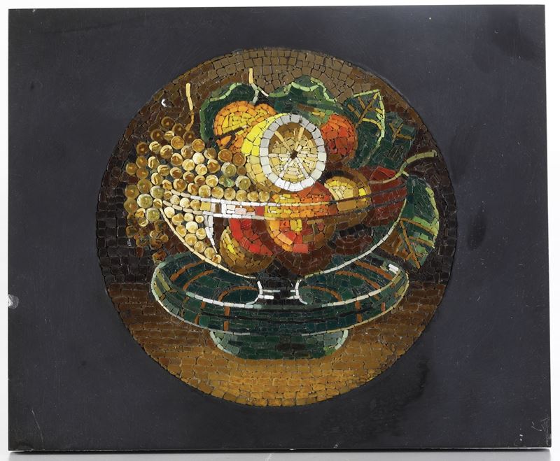 Micromosaico raffigurante cesto di frutta. XX secolo  - Asta Antiquariato - Cambi Casa d'Aste