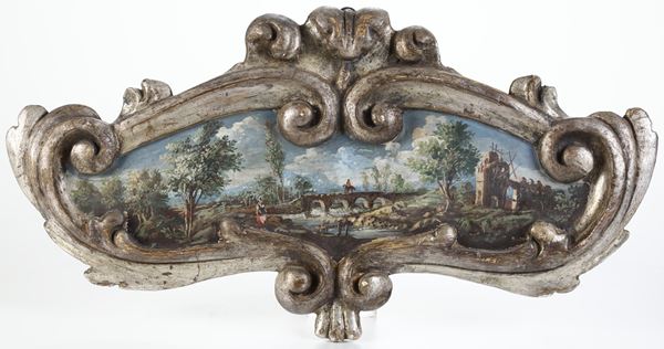 Scuola del XVIII secolo Paesaggi fluviali con figure di contadini