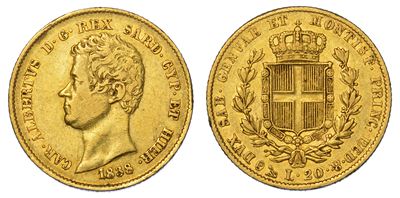 Regno di Sardegna. Carlo Alberto di Savoia, 1831-1849. 20 Lire 1838. Genova.