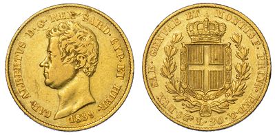 Regno di Sardegna. Carlo Alberto di Savoia, 1831-1849. 20 Lire 1839. Torino.
