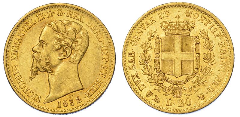 REGNO DI SARDEGNA. VITTORIO EMANUELE II DI SAVOIA, 1849-1861. 20 Lire 1852. Genova.  - Auction Numismatics - Cambi Casa d'Aste