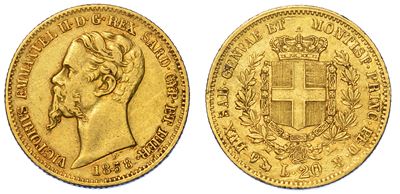Regno di Sardegna. Vittorio Emanuele II di Savoia, 1849-1861. 20 Lire 1858. Genova.