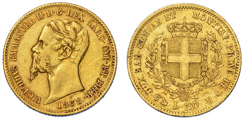 REGNO DI SARDEGNA. VITTORIO EMANUELE II DI SAVOIA, 1849-1861. 20 Lire 1858. Genova.  - Asta Numismatica - Cambi Casa d'Aste