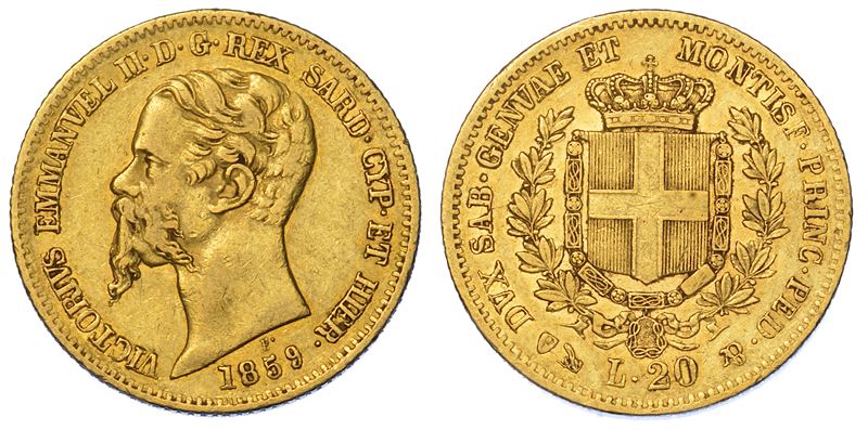 REGNO DI SARDEGNA. VITTORIO EMANUELE II DI SAVOIA, 1849-1861. 20 Lire 1859. Genova.  - Asta Numismatica - Cambi Casa d'Aste