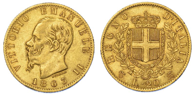 REGNO D'ITALIA. VITTORIO EMANUELE II DI SAVOIA, 1861-1878. 20 Lire 1863. Torino.  - Auction Numismatics - Cambi Casa d'Aste