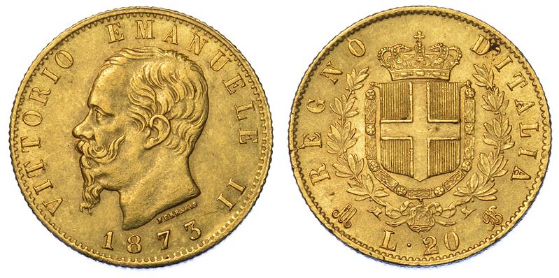 REGNO D'ITALIA. VITTORIO EMANUELE II DI SAVOIA, 1861-1878. 20 Lire 1873. Milano.  - Auction Numismatics - Cambi Casa d'Aste