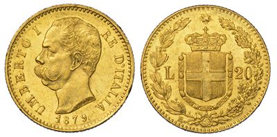 Regno D'italia. Umberto i di Savoia, 1878-1900. 20 Lire 1879.