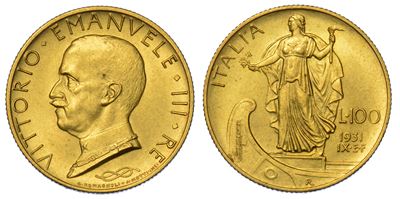Regno D’italia. Vittorio Emanuele III di Savoia, 1900-1946. 100 Lire 1931/a. IX. Italia su Prora.