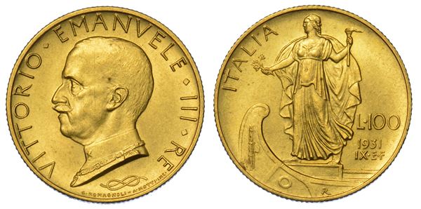 REGNO D’ITALIA. VITTORIO EMANUELE III DI SAVOIA, 1900-1946. 100 Lire 1931/A. IX. Italia su prora.