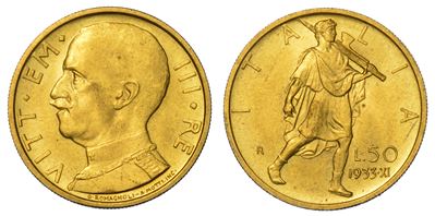 Regno D’italia. Vittorio Emanuele III di Savoia, 1900-1946. 50 Lire 1933/a. XI. Littore.