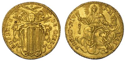 Stato Pontificio. Benedetto XIV, 1740-1758. Zecchino 1746. Roma.