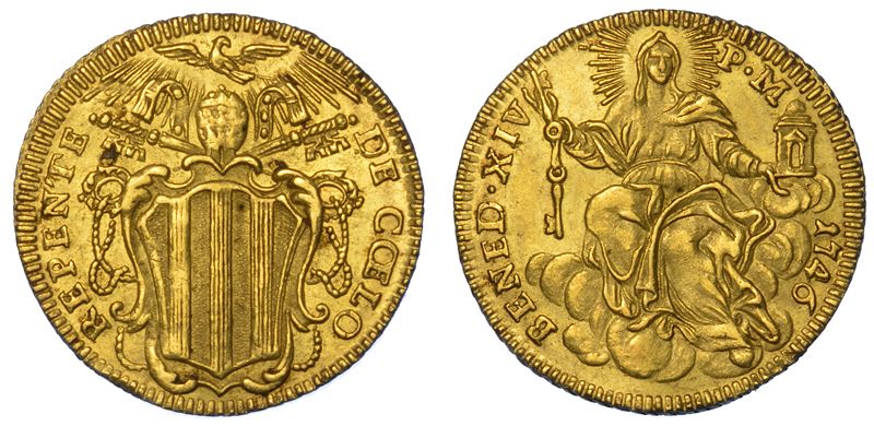 STATO PONTIFICIO. BENEDETTO XIV, 1740-1758. Zecchino 1746. Roma.  - Auction Numismatics - Cambi Casa d'Aste