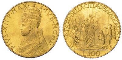 Vaticano. Pio XII, 1939-1958. 100 Lire 1950/a. Iub.