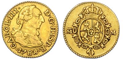 Spagna. Carlos III, 1759-1788. 1/2 Escudo 1788. Madrid.