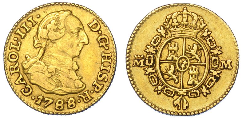 SPAGNA. CARLOS III, 1759-1788. 1/2 Escudo 1788. Madrid.  - Auction Numismatics - Cambi Casa d'Aste