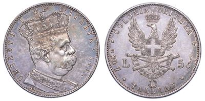 Colonia Eritrea. Umberto i di Savoia, 1890-1896. Tallero 1891.