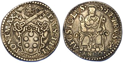 Stato Pontificio. Pio IV, 1559-1565. Testone 1563. Ancona.