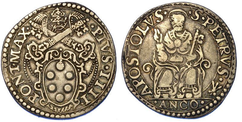 STATO PONTIFICIO. PIO IV, 1559-1565. Testone 1563. Ancona.  - Auction Numismatics - Cambi Casa d'Aste