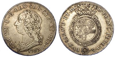 Regno di Sardegna. Carlo Emanuele III di Savoia, 1755-1773 (II Periodo). Scudo Nuovo 1765.