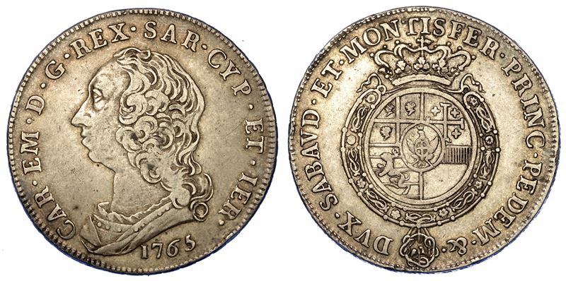 REGNO DI SARDEGNA. CARLO EMANUELE III DI SAVOIA, 1755-1773 (II periodo). Scudo Nuovo 1765.  - Auction Numismatics - Cambi Casa d'Aste