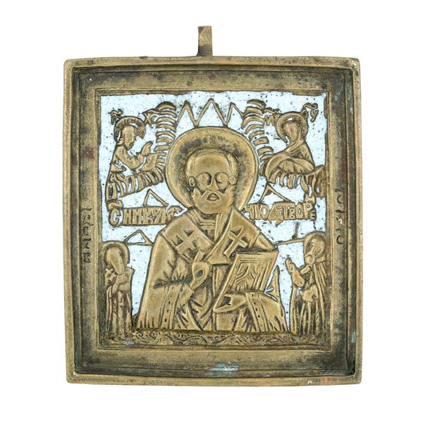 Lotto comprendente icona e due crocifissi. Russia XIX-XX secolo
