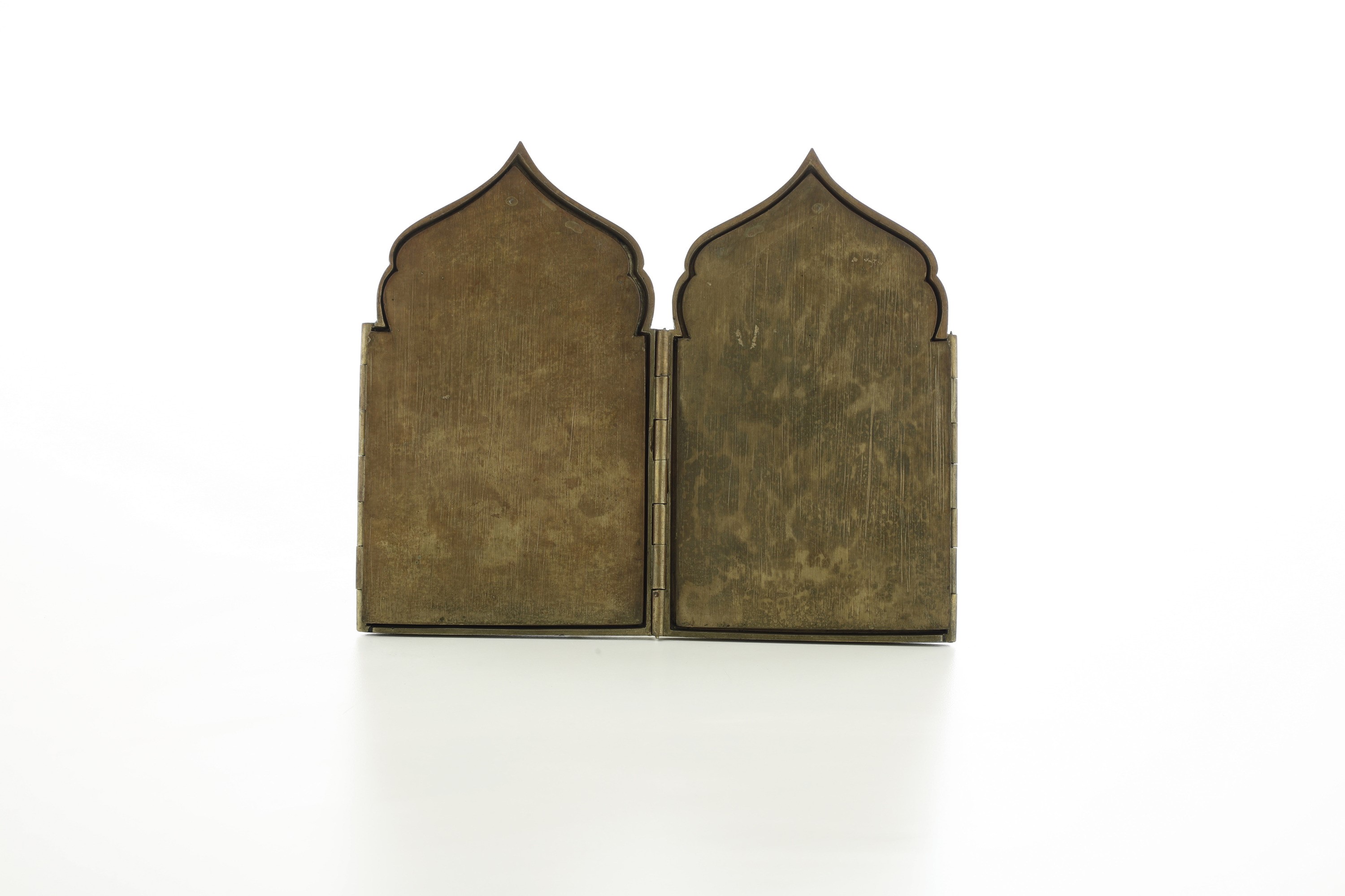 Dittico da viaggio, bronzo fuso dorato e cesellato, Russia, XIX-XX secolo