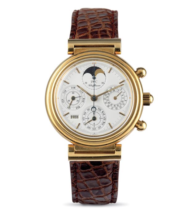 IWC - Elegante Da Vinci cronografo calendario perpetuo con fasi lunari in oro giallo 18k, carica automatica