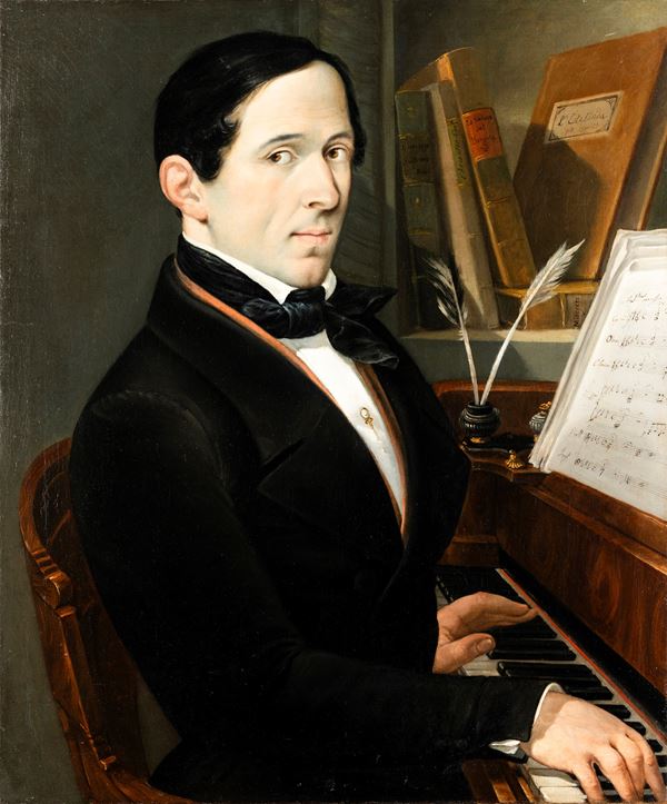 Ritratto di musicista al piano, probabilmente Angelo Pellegrini