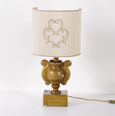 Lampada da Tavolo in Legno Dipinto. XIX-XX Secolo