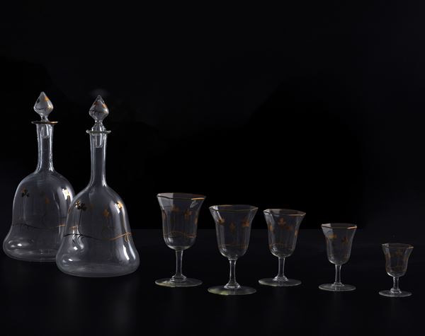 Servizio di calici. Probabilmente Murano, prima metà del XX secolo.