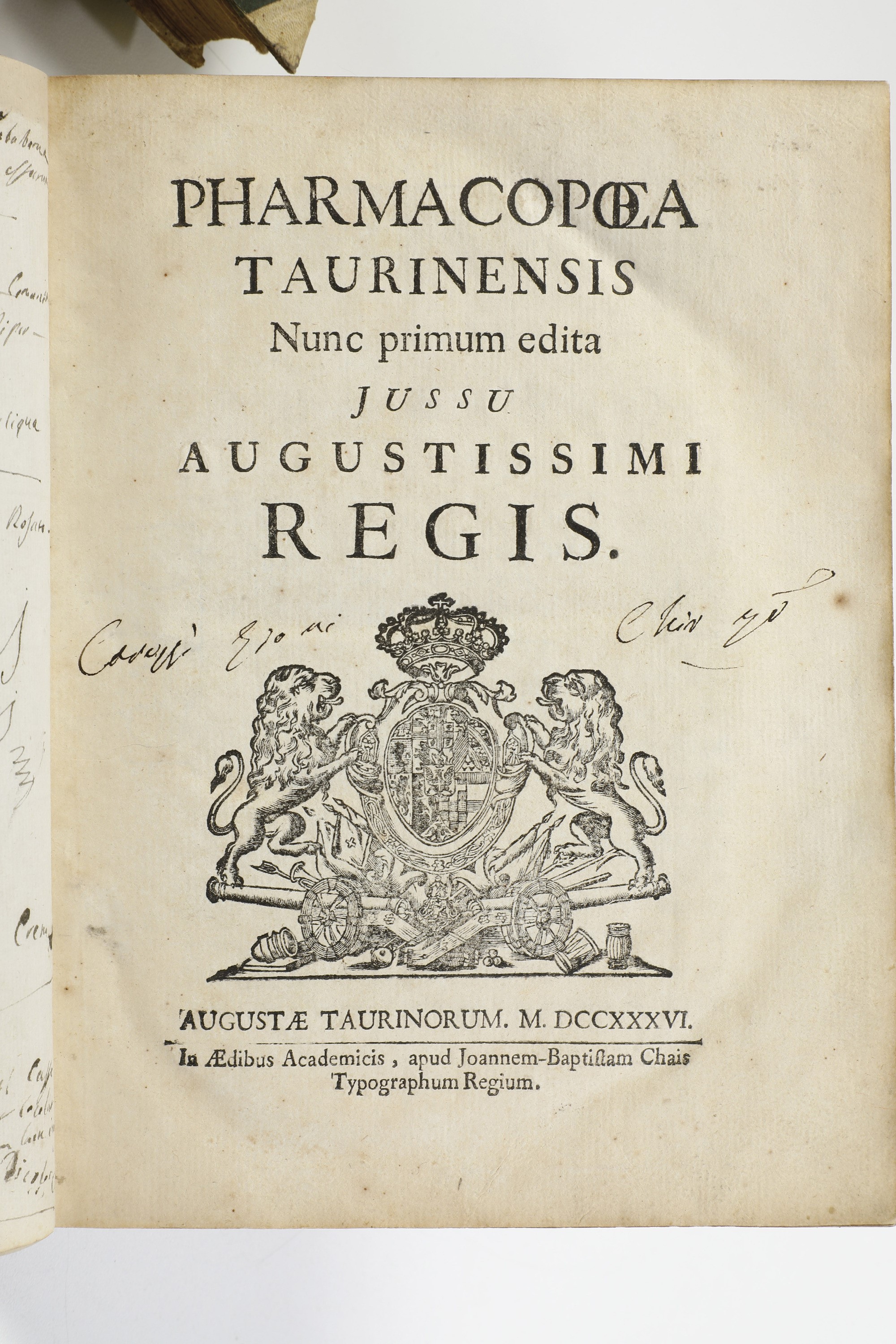Pharmacopee (tre nel Lotto) Pharmacopea Taurinensis Jussu Augustissimi Regis, Augustae Taurinoriu...