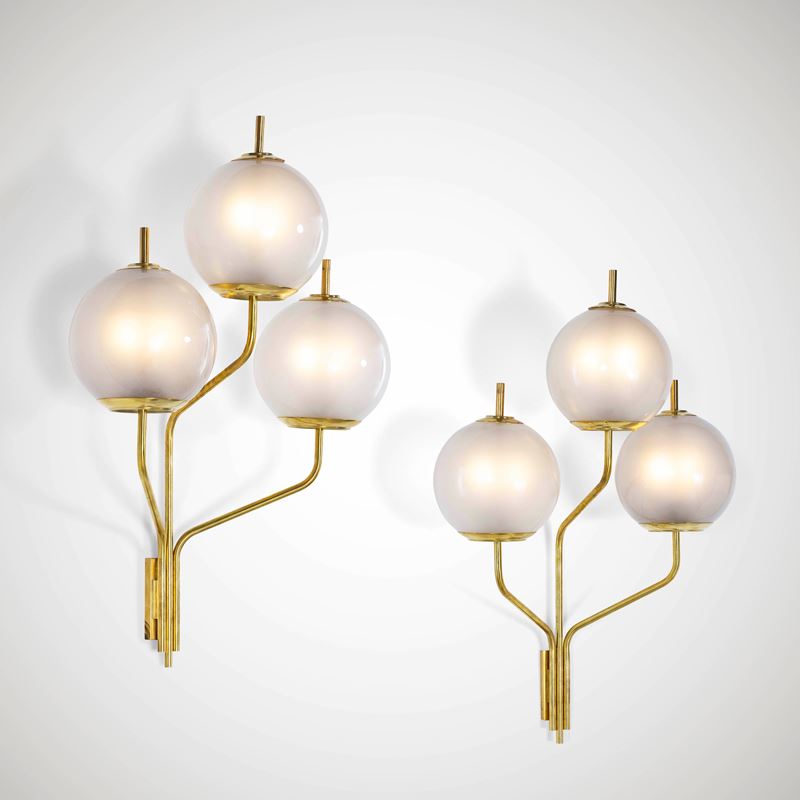Stilnovo : Due lampade a parete a tre luci  - Asta Design 200 - Cambi Casa d'Aste