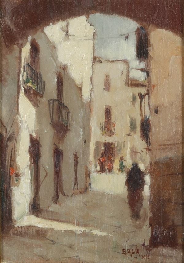 Pittore del XIX-XX secolo Scorcio di paese