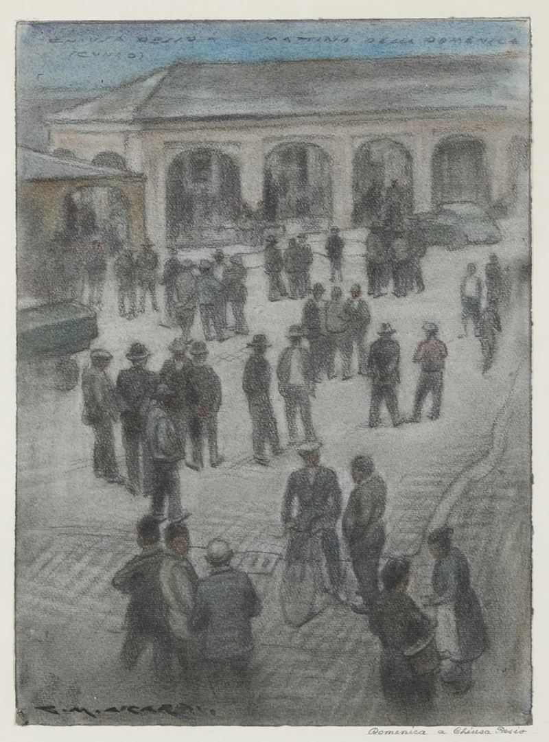 Giorgio Matteo Aicardi : Chiusa Pesio, mattino della domenica  - Asta Dipinti del XIX e XX secolo - Cambi Casa d'Aste