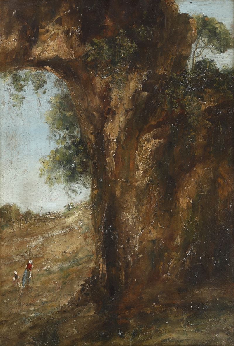 Pittore del XIX-XX secolo Paesaggio  - olio su cartoncino - Asta Dipinti del XIX e XX secolo - Cambi Casa d'Aste