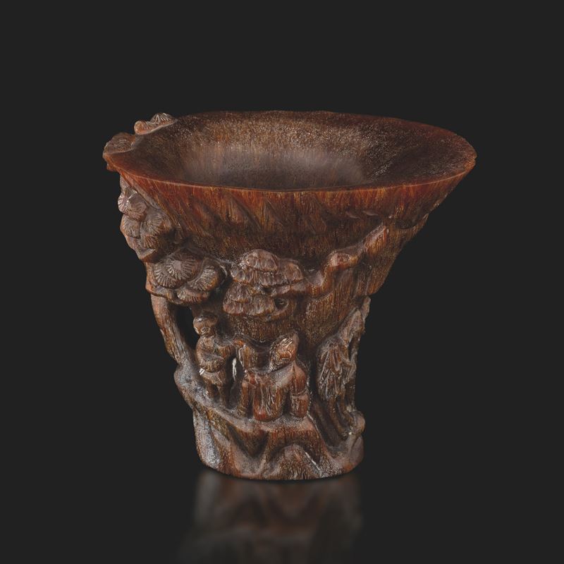 Coppa da libagione in cono con figure in paesaggio, Cina, XX secolo  - Asta Arte Orientale - II - Cambi Casa d'Aste