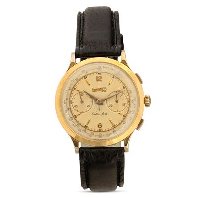Extrafort in Oro Giallo 18k, Cronografo Carica Manuale Due Contatori, Quadrante Champagne con Ind...