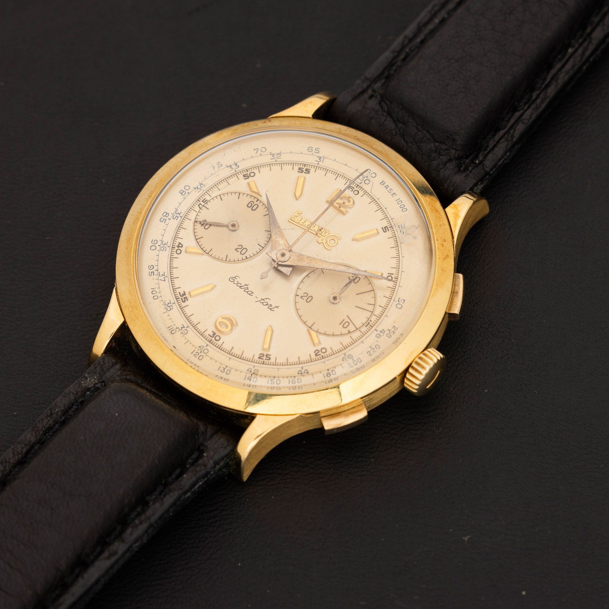 Eberhard & Co - Extrafort in Oro Giallo 18k, Cronografo Carica Manuale Due Contatori, Quadrante C...