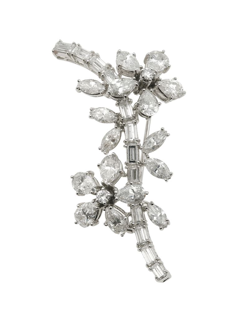 Diamond and platinum brooch  - Auction Fine Jewels - Cambi Casa d'Aste
