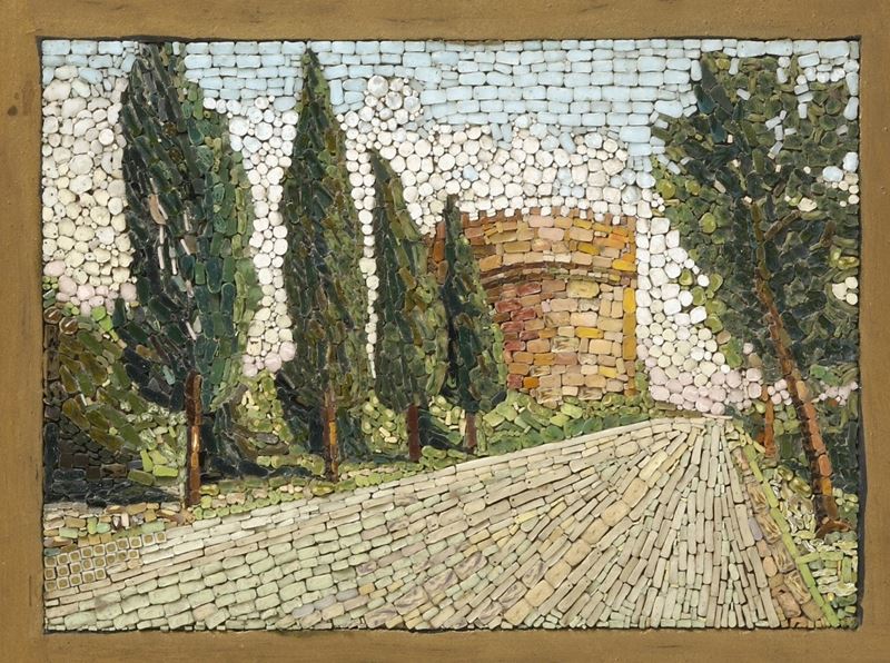 Micromosaico raffigurante il Mausoleo di Cecilia Metella. XX secolo  - Asta Antiquariato - Cambi Casa d'Aste