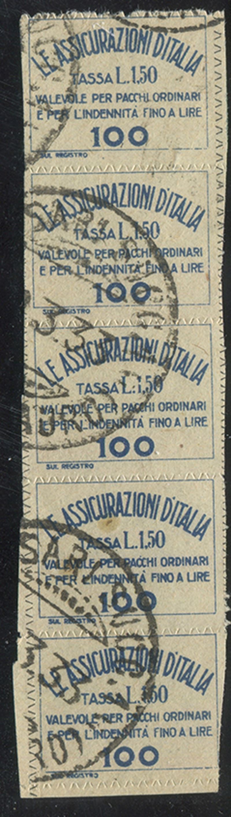 1936, , Regno d’Itaila, Francobolli Assicurativi, Lire 1,50 azzurro  - Auction Postal History and Philately - Cambi Casa d'Aste