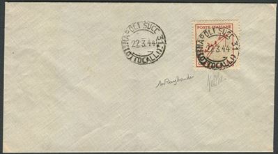 1944, Regno D’italia, 50 C. Rosso e Bistro, “badoglio” Senza Filigrana, a Carta Scadente Brunastr...