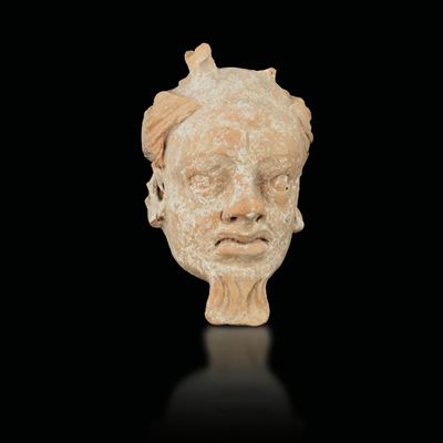 Testa di Demone in Terracotta, Gandhara, XV Secolo