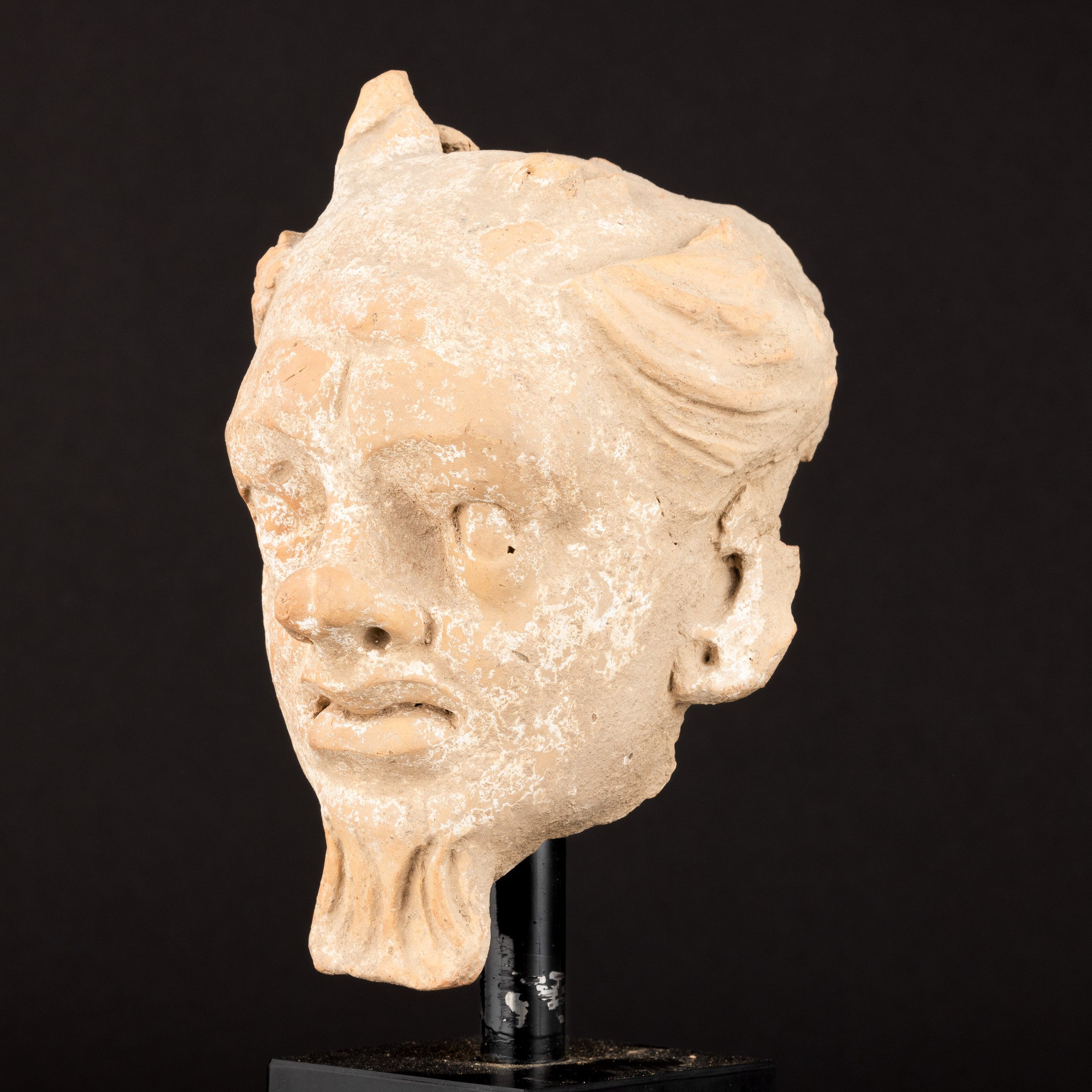 Testa di Demone in Terracotta, Gandhara, XV Secolo