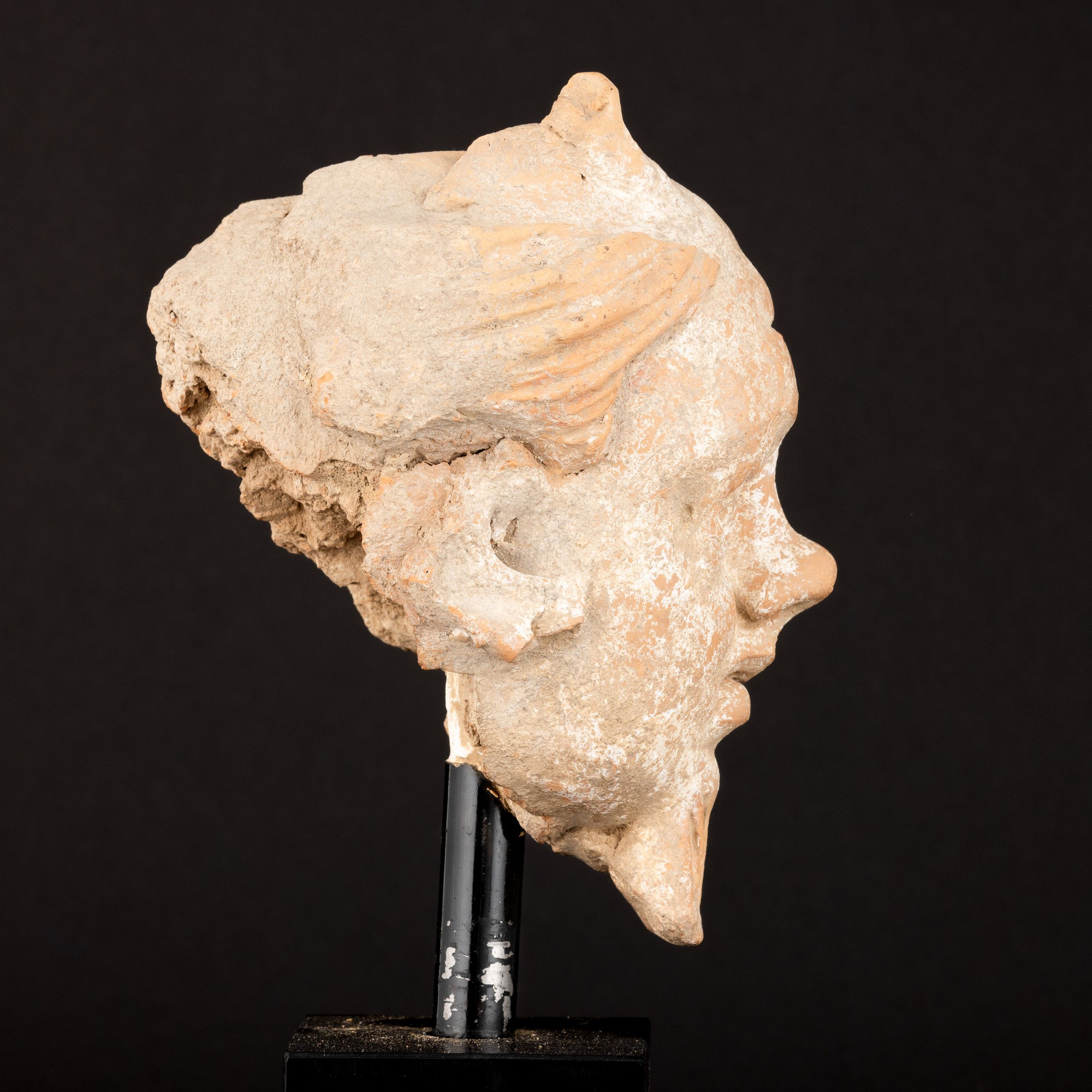 Testa di Demone in Terracotta, Gandhara, XV Secolo