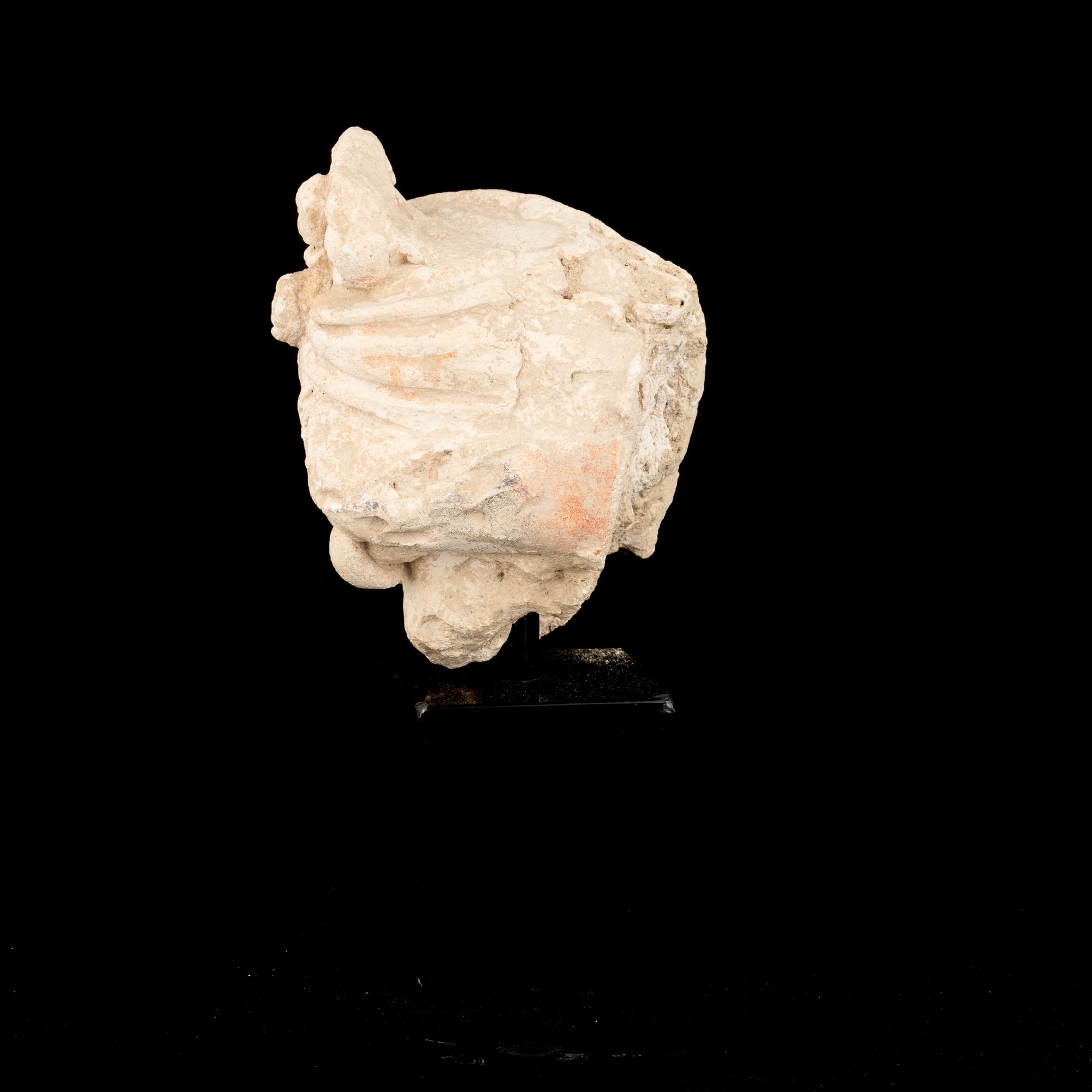 Testa di Bodhissattva in Stucco, Gandhara, Afganistan, III Secolo