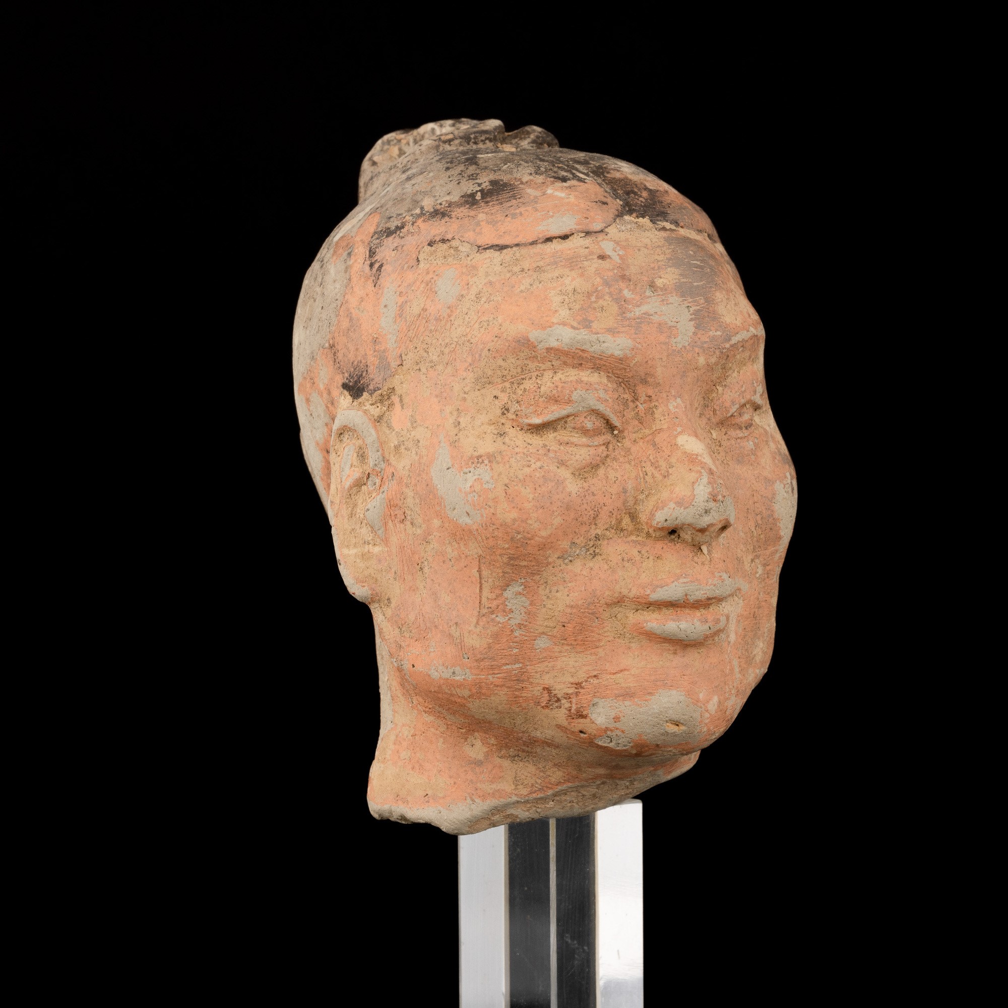 Testa di Guerriero Liao in Terracotta, Cina, Dinastia Han (206 a.C - 220 D.C), 140 a.C