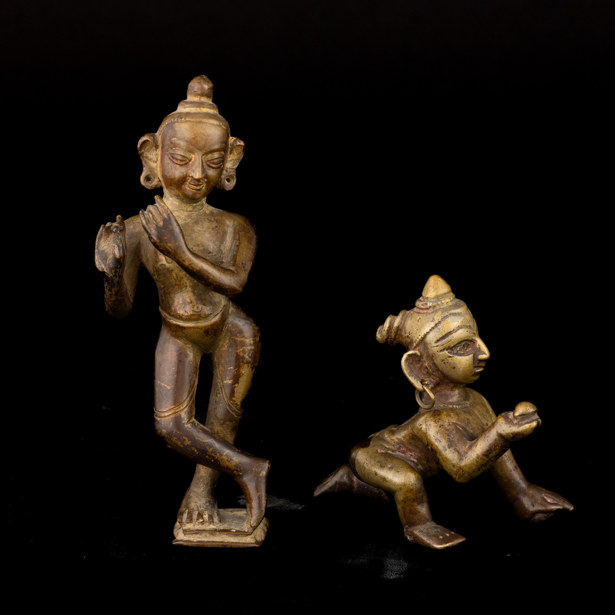 Figure di Musico e Donna in Bronzo, India, XIX Secolo